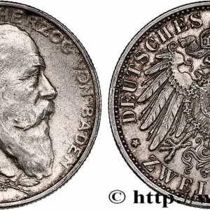 Marque ALLEMAGNE - BADE 2 Mark 50 ans de règne de Frédéric 1902 Karlsruhe fwo_750102 Monde