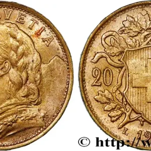 Prix Cassé OR, PALLADIUM ET PLATINE INVESTISSEMENT 20 Francs "Vreneli" 1935 Berne fwo_732417 Monde