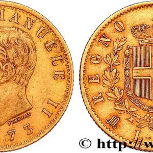 Populaire OR, PALLADIUM ET PLATINE INVESTISSEMENT 20 Lire Victor Emmanuel II 1873 Milan fwo_751392 Monde