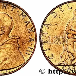 Premium VATICAN ET ÉTATS PONTIFICAUX 20 Lire Paul VI an III / Caritas 1965 Rome fwo_753108 Monde