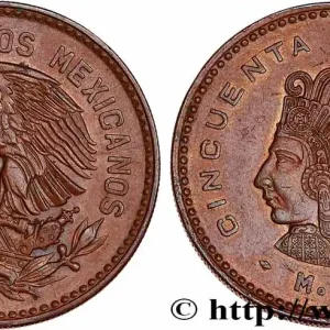 MEXIQUE 50 Centavos aigle / l’empereur Cuauhtémoc 1956 Mexico fwo_753753 Monde Usine Directe