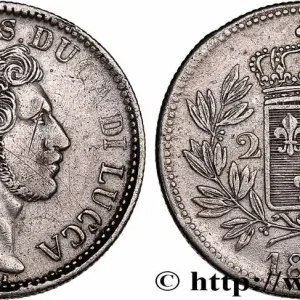 DUCHE DE LUCQUES - CHARLES LOUIS DE BOURBON 2 Lire 1837 Lucques fwo_753107 Monde Pas Cher