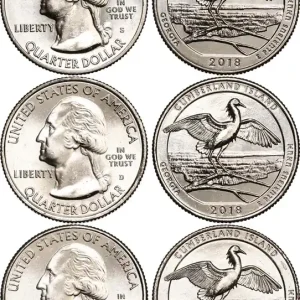 Bon Marché ÉTATS-UNIS D'AMÉRIQUE Lot de trois 1/4 Dollar Cumberland Island National Seashore - Georgia 2018 Philadelphie-Denver-San Francisco fwo_522146 Monde