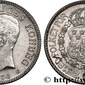 Marque SUÈDE 2 Kronor Gustave V 1936 fwo_746973 Monde