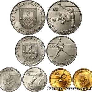 Achetez Aujourd’hui PORTUGAL Lot 1, 2,5 , 5 et 25 Escudos Mondial de Rink Hockey : emblème / hockey 1982 Lisbonne fwo_753811 Monde