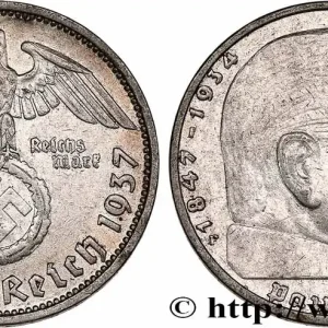 Must-Have ALLEMAGNE 2 Reichsmark Paul von Hindenburg 1937 Stuttgart fwo_754399 Monde