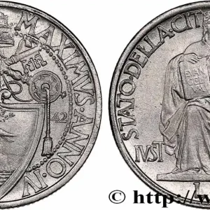 VATICAN ET ÉTATS PONTIFICAUX 1 Lira frappe Pie XII an IV 1942 Rome fwo_755472 Monde Meilleure Vente