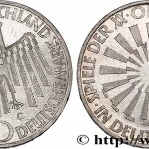 Authentique ALLEMAGNE 10 Mark XXe J.O. Munich “IN DEUTSCHLAND” 1972 Karlsruhe fwo_755475 Monde