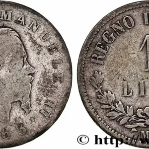 ITALIE 1 Lira Victor Emmanuel II 1863 Milan fwo_755555 Monde Promotion