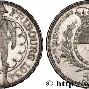 SUISSE 5 Francs, monnaie de Tir, Fribourg 1934 Le Locle fwo_753644 Monde Promotion
