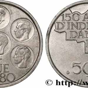 BELGIQUE 500 Francs légende française 150e anniversaire de l’indépendance, portrait des 5 rois / carte de Belgique 1980 Bruxelles fwo_753649 Monde Acheter Direct