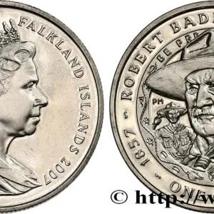 ÎLES FALKLAND 1 Crown Proof Robert Baden-Powell 2007 Pobjoy Mint fwo_626399 Monde Meilleure Vente