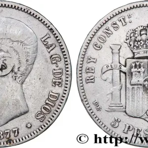 ESPAGNE 5 Pesetas Alphonse XII 1877 Madrid fwo_745238 Monde Acheter En Ligne