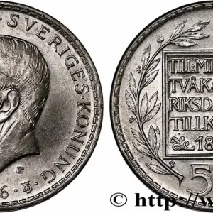 Quantité Limitée SUÈDE 5 Kronor Gustave VI - centenaire de la réforme constitutionnelle 1966 fwo_746983 Monde