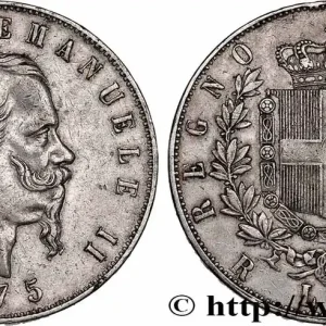 Vente Directe ITALIE 5 Lire Victor Emmanuel II 1875 Rome fwo_747003 Monde