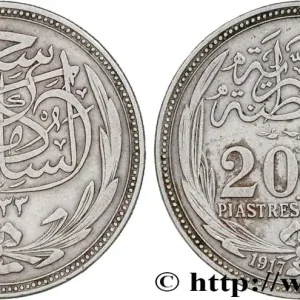 ÉGYPTE 20 Piastres frappe au nom de Hussein Kamal Pacha AH1333 1917 Paris fwo_747021 Monde Top Vente