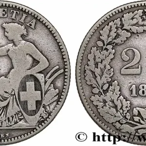 SUISSE 2 Francs Helvetia 1860 Berne fwo_748820 Monde Livraison Gratuite