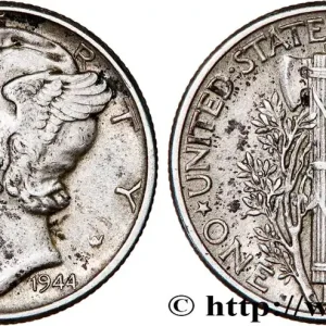 ÉTATS-UNIS D'AMÉRIQUE 1 Dime Mercury 1944 Philadelphie fwo_756507 Monde Must-Have