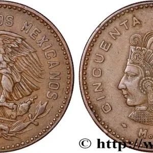 MEXIQUE 50 Centavos Empereur Cuauhtémoc 1955 Mexico fwo_756558 Monde Acheter Direct