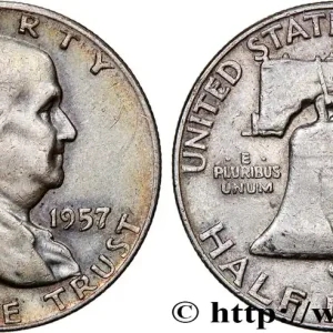 Expédition Rapide ÉTATS-UNIS D'AMÉRIQUE 1/2 Dollar Benjamin Franklin 1957 Denver fwo_756668 Monde