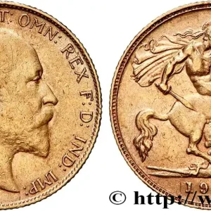 Nouvelle Collection OR, PALLADIUM ET PLATINE INVESTISSEMENT 1/2 Souverain Edouard VII 1907 Londres fwo_757097 Monde