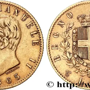 Usine Directe OR, PALLADIUM ET PLATINE INVESTISSEMENT 20 Lire Victor Emmanuel II 1865 Turin fwo_757100 Monde