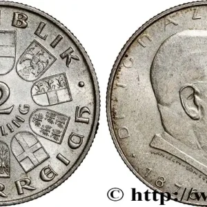 AUTRICHE 2 Schilling mort du Dr Ignaz Seipel, Chancelier et créateur du Schilling 1933 fwo_745224 Monde Acheter Direct