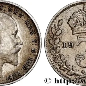 Authentique ROYAUME-UNI 3 Pence Edouard VII 1902 fwo_745435 Monde