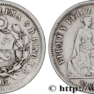 PÉROU 1/5 Sol “Liberté” assise 1865 Lima fwo_747043 Monde Solde