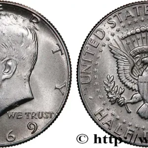 Prix Cassé ÉTATS-UNIS D'AMÉRIQUE 1/2 Dollar Kennedy 1969 Denver fwo_748956 Monde