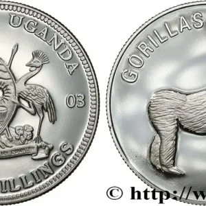 OUGANDA 1000 Shillings Proof série Gorilles d’Afrique : emblème / gorille debout 2003 fwo_755839 Monde Vente Directe