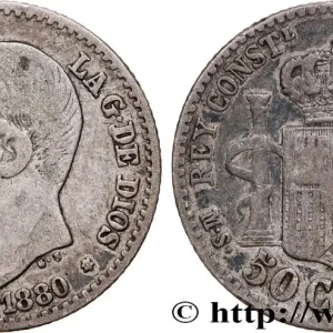 Populaire ESPAGNE 50 Centimos Alphonse XII 1880 Madrid fwo_758431 Monde