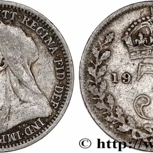 Promotion Saisonnière ROYAUME-UNI 3 Pence Victoria buste au voile 1900 fwo_490580 Monde