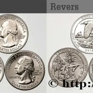 ÉTATS-UNIS D'AMÉRIQUE Série complète des 5 monnaies de 1/4 de Dollar 2018 2018 San Francisco fwo_522230 Monde Dernier Modèle