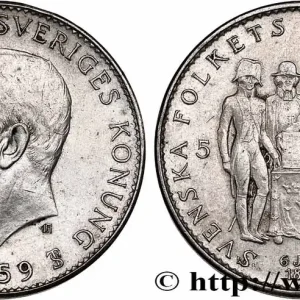 SUÈDE 5 Kronor 150 ans de la Constitution 1959 fwo_746986 Monde Exclusif
