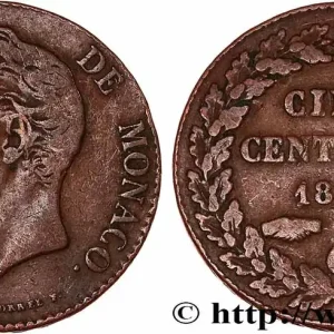 Vente Flash MONACO - PRINCIPAUTÉ DE MONACO - HONORÉ V 5 Centimes petite tête en cuivre rouge 1838 Monaco fwo_749170 Monde