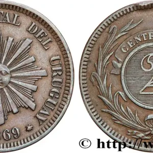 URUGUAY 2 Centesimos soleil 1869 Paris fwo_757317 Monde Quantité Limitée
