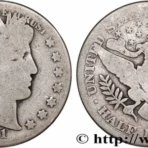 ÉTATS-UNIS D'AMÉRIQUE 1/2 Dollar Barber 1911 Denver fwo_760205 Monde Prix Cassé