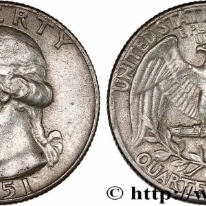 Certifié ÉTATS-UNIS D'AMÉRIQUE 1/4 Dollar Georges Washington 1951 Philadelphie fwo_760206 Monde