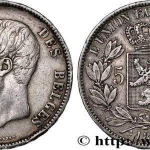 BELGIQUE 5 Francs Léopold II 1868 fwo_760261 Monde Usine Directe