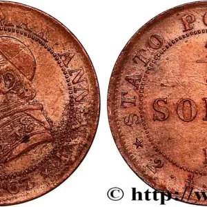 VATICAN ET ÉTATS PONTIFICAUX 1/2 Soldo (2 1/2 centesimi) Pie IX an XXI 1867 Rome fwo_760264 Monde Authentique