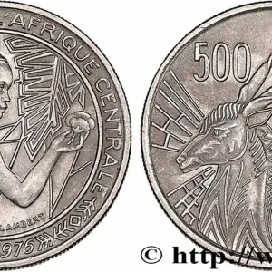 Achetez Aujourd’hui ÉTATS DE L'AFRIQUE CENTRALE 500 Francs femme / antilope lettre ‘D’ Gabon 1976 Paris fwo_760281 Monde