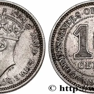 MALAISIE 10 Cents Georges VI 1939 fwo_760288 Monde Expédition Rapide