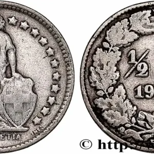 SUISSE 1/2 Franc Helvetia 1920 Berne - B fwo_760328 Monde Expédition Rapide