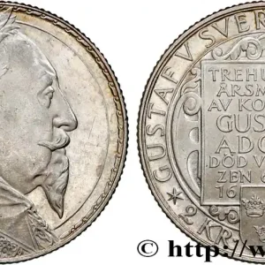 SUÈDE 2 Kronor 300e anniversaire du roi Gustave II Adolphe 1932 fwo_747060 Monde Remise