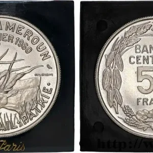 Nouveauté CAMEROUN Essai de 50 Francs Etat du Cameroun, commémoration de l’indépendance, antilopes 1960 Paris fwo_747075 Monde