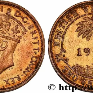 Gros Lot AFRIQUE OCCIDENTALE BRITANNIQUE 2 Shillings Georges VI 1942 Kings Norton - KN fwo_749139 Monde