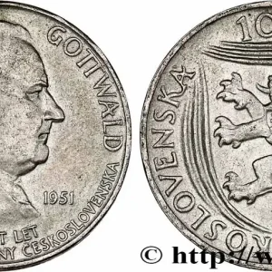 Fait Main TCHÉCOSLOVAQUIE 100 Korun 30e anniversaire du parti communiste, Klement Gottwald 1951 fwo_761153 Monde