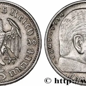 ALLEMAGNE 5 Reichsmark Maréchal Paul von Hindenburg 1936 Berlin fwo_761263 Monde Bon Marché