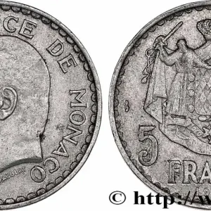 MONACO 5 Francs Louis II 1945 Paris fwo_761325 Monde Vente Flash